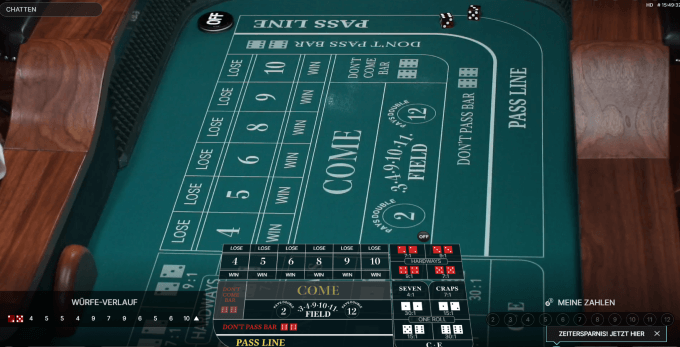 Craps von Evolution Gaming