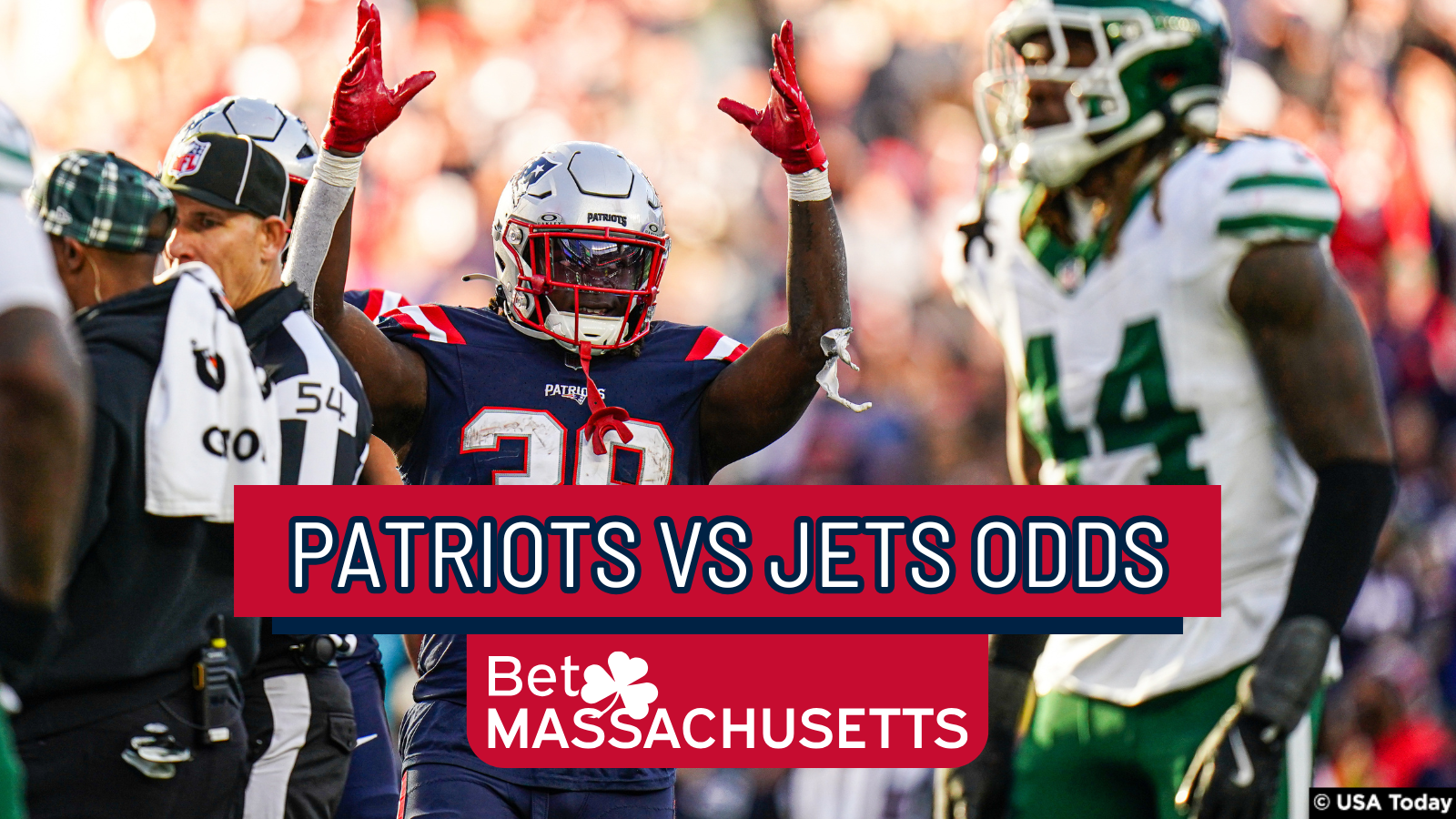 Patriots RB Rhamondre Stevenson scores a touchdown against the Jets