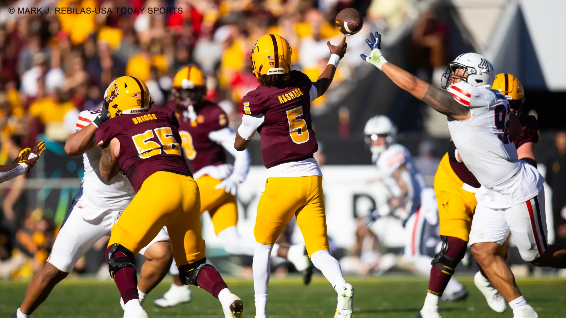Arizona State Betting Odds Arizona State Sun Devils quarterback Jaden Rashada (5) against the Arizona Wildcats in the first half of the Territorial Cup at Mountain America Stadium.
