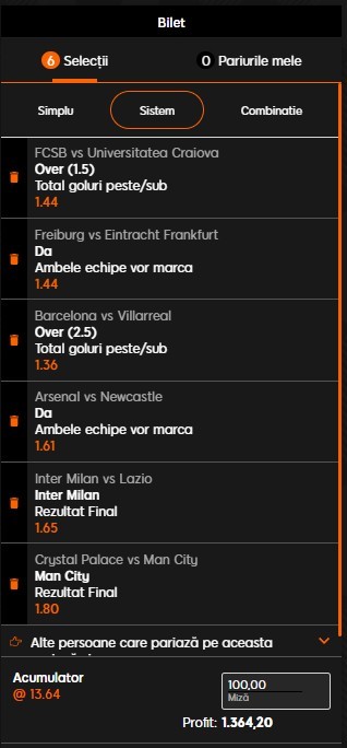 biletul zilei de weekend fotbal european