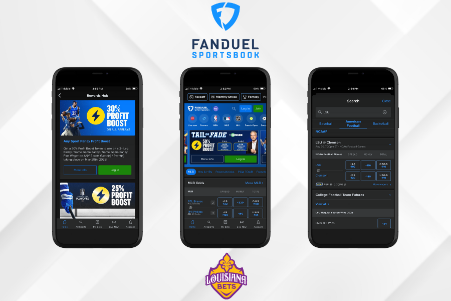 FanDuel Sportsbook Louisiana screenshots