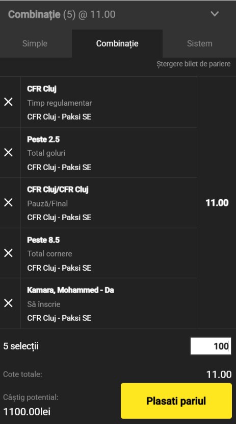 cote ponturi pariuri CFR Cluj vs Paksi
