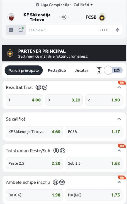 ponturi pariuri shkendika fcsb