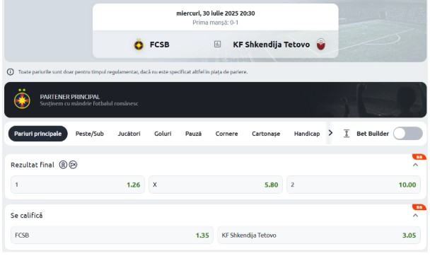 cote cote pariuri shkendija vs fcsb