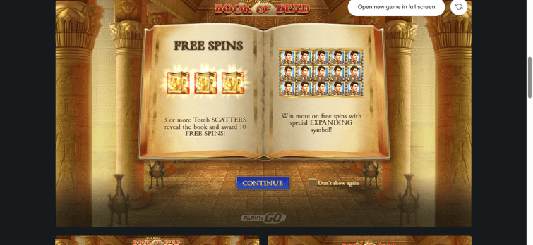 Book of Dead Spieloberfläche mit Freispielen