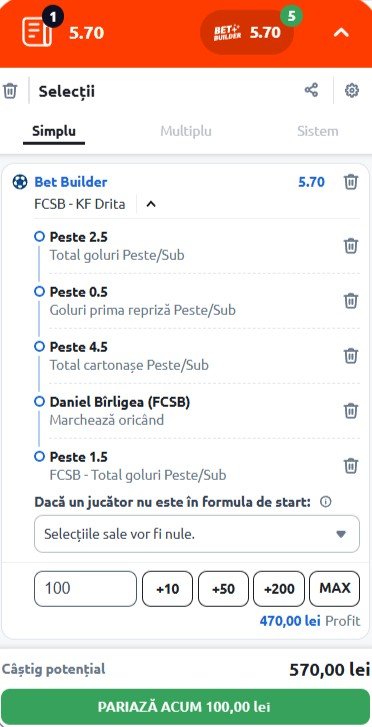 ponturi pariuri fcsb vs drita