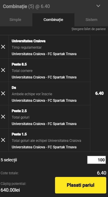 ponturi pariuri craiova vs trnava