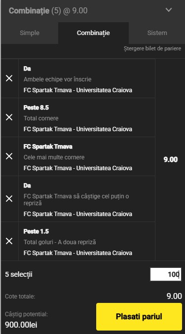 ponturi pariuri trnava vs craiova