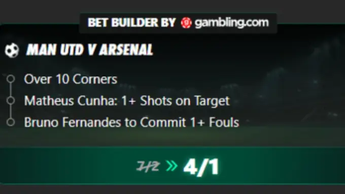 Man U v Arsenal Bet Builder
