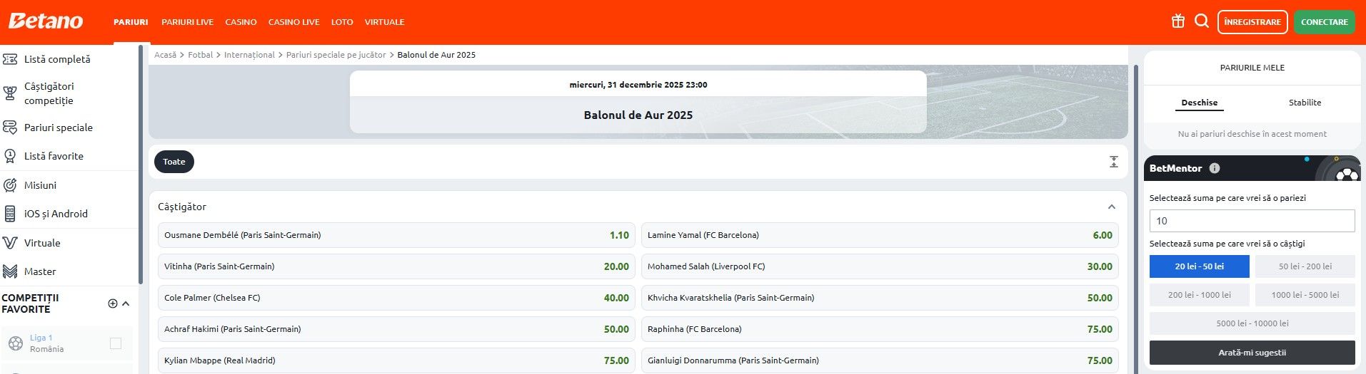 cote balonul de aur 2025