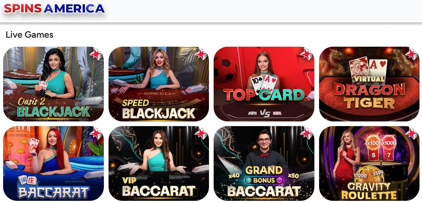 Spins America Live Dealer Games