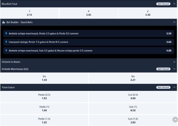ponturi pariuri liverpool arsenal