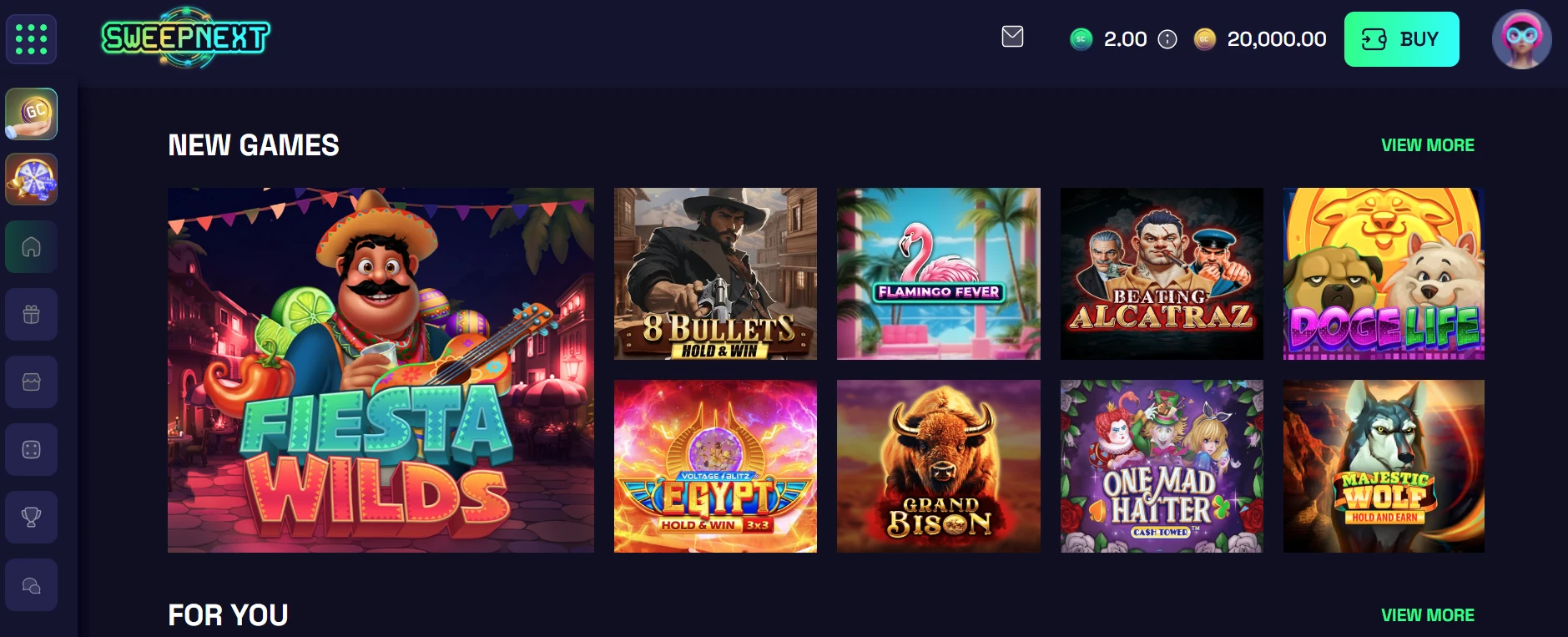 SweepNext Casino Games