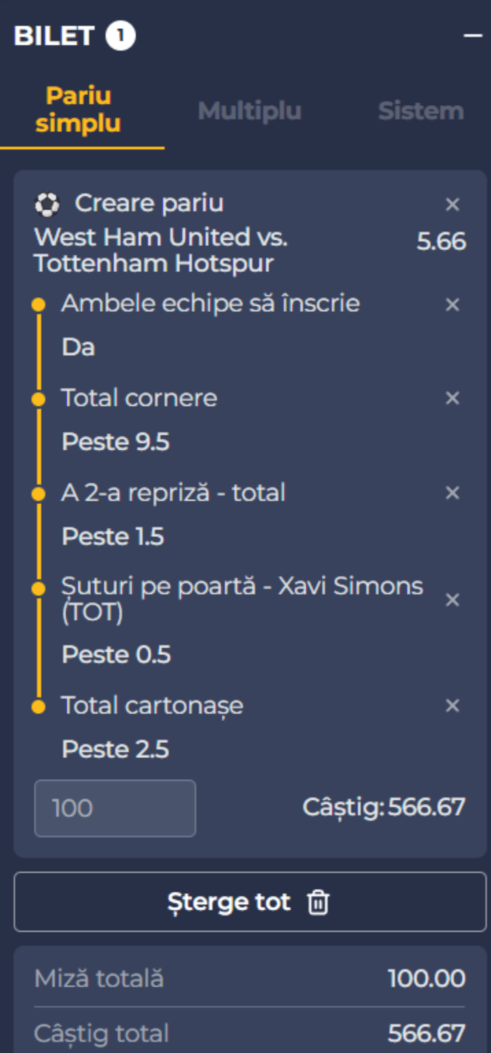 pariuri west ham - tottenham