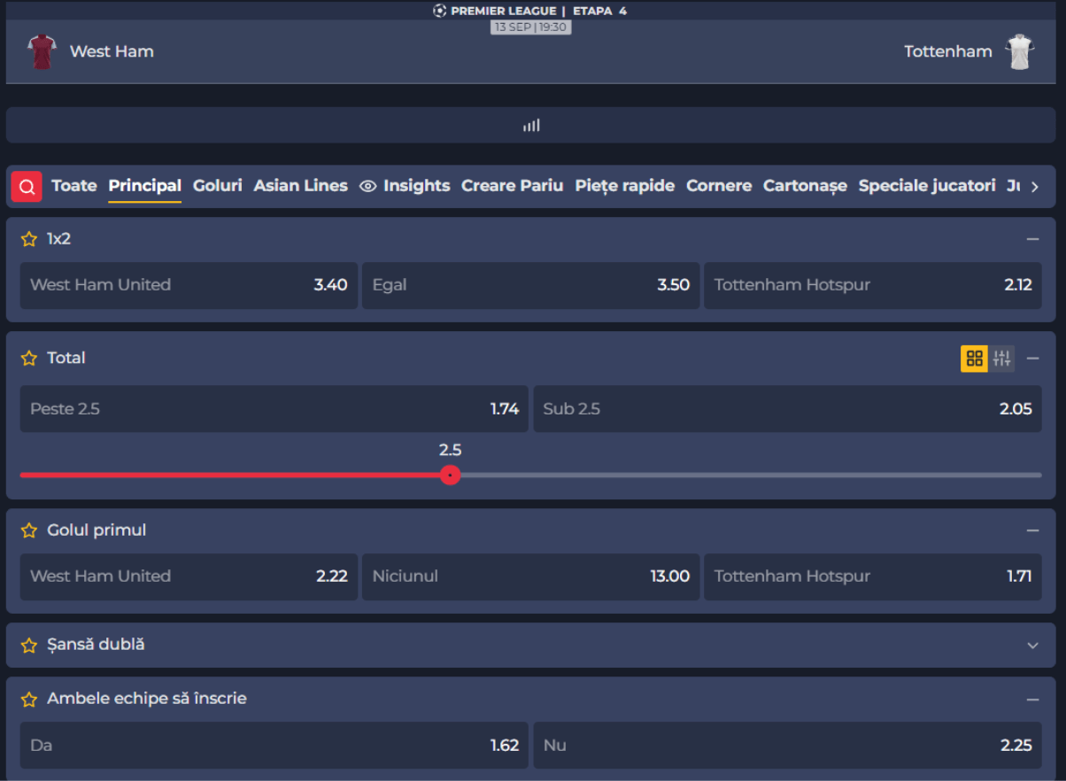 pariuri west ham - tottenham