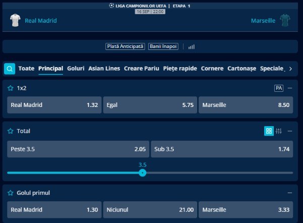 pariuri real madrid - marseille
