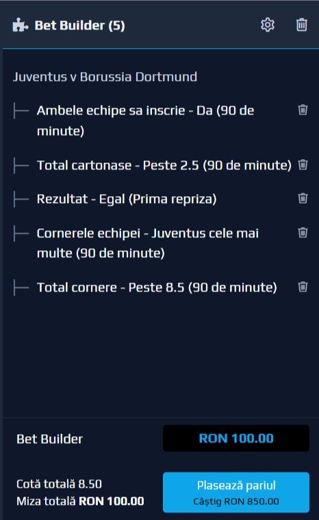 pariuri juventus - dortmund