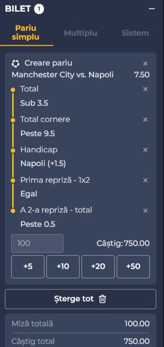 pariuri manchester city vs napoli
