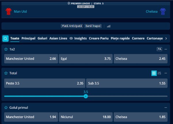 pariuri manchester united - chelsea
