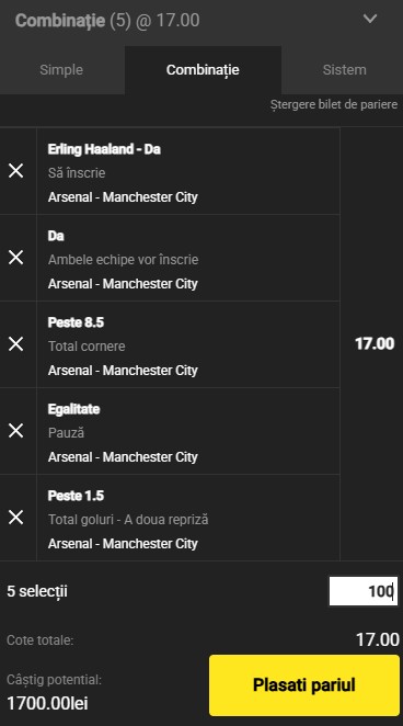 pariuri arsenal vs city