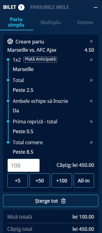 cote pariuri marseille ajax