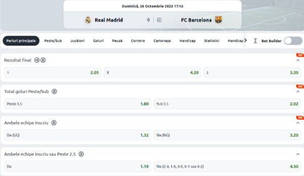 pariuri real madrid - barcelona