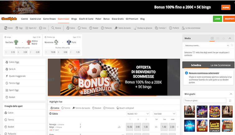 Gioco Digitale Scommesse sportive homepage screenshot