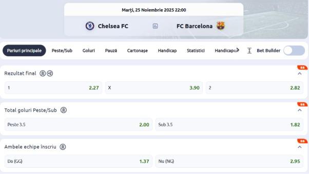 cote pariuri liverpool chelsea barcelona