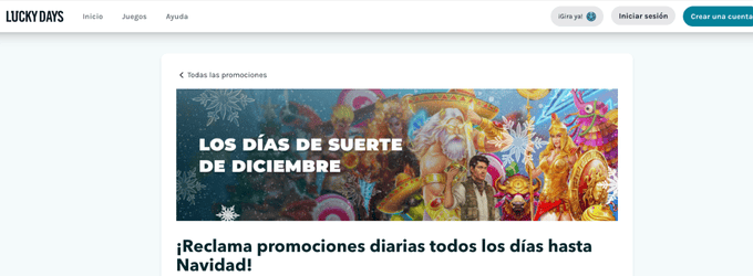 Bonos de Navidad en LuckyDays Casino México