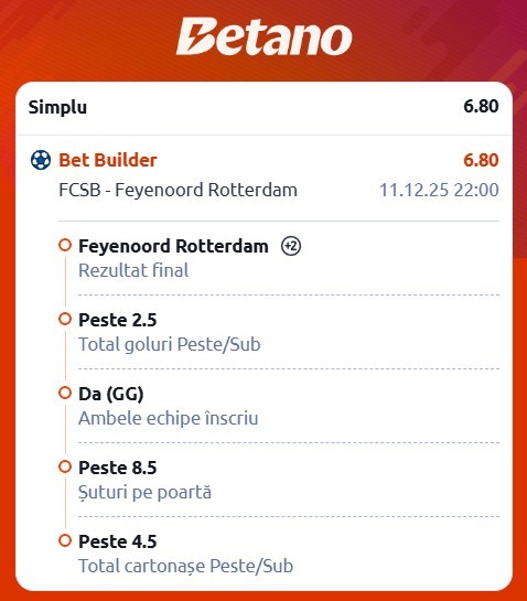 ponturi pariuri fcsb - feyenoord
