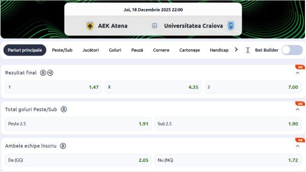 cote pariuri craiova - sparta praga