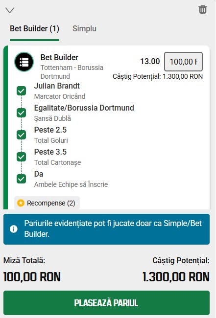 cote pariuri tottenham vs borussia dortmund