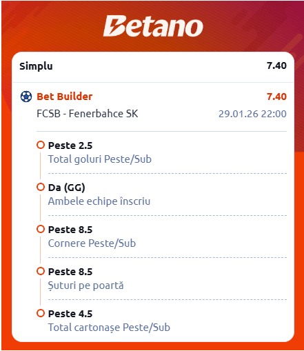 cCote pariuri FCSB vs Fenerbahce 29 ianuarie