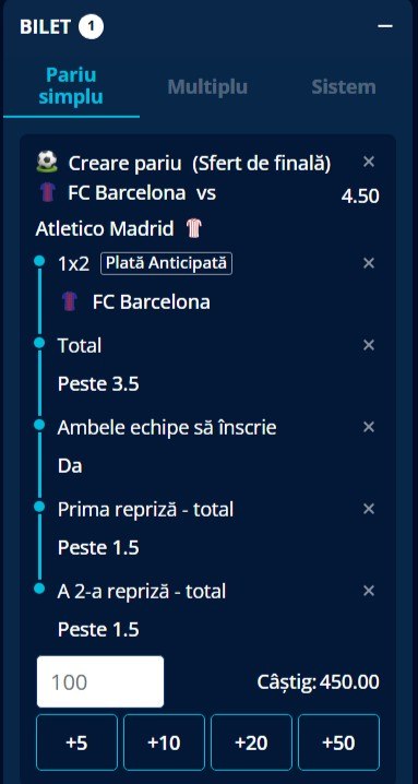 cote pariuri barcelona atletico madrid