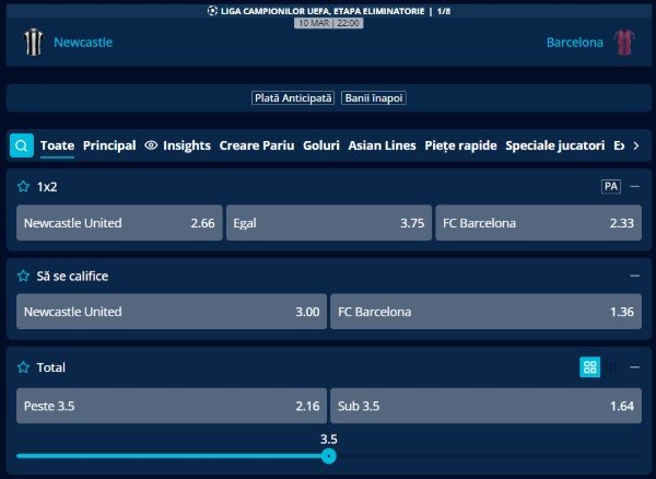 cote pariuri liverpool newcastle barcelona