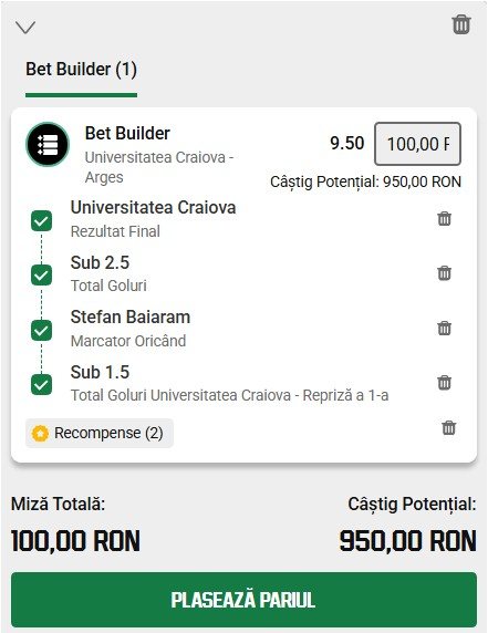 cote pariuri craiova fc arges