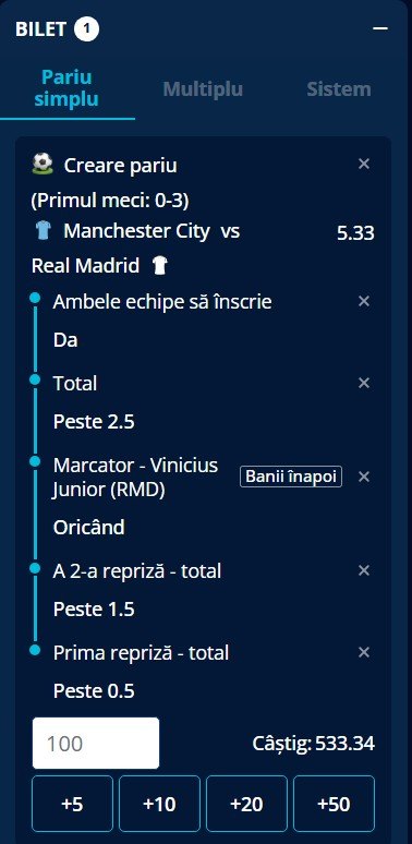 cote pariuri city real madrid