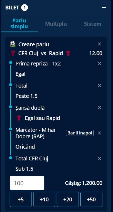cote pariuri cfr cluj rapid