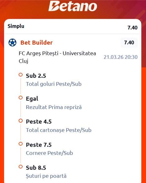 cote pariuri fc arges - u cluj