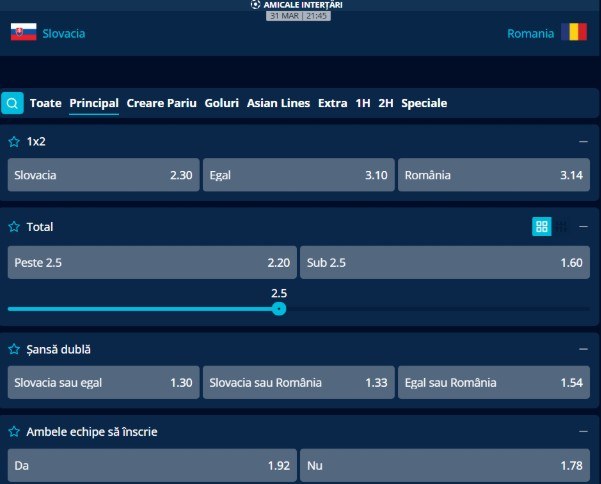 ponturi pariuri slovacia - romania
