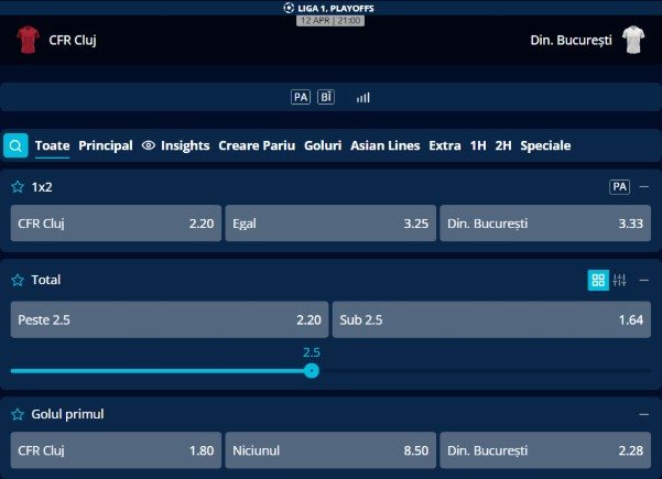 cote pariuri cfr cluj - dinamo