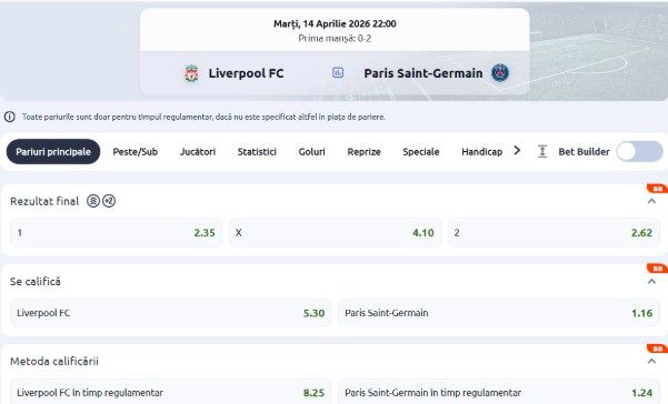cote pariuri liverpool psg 
