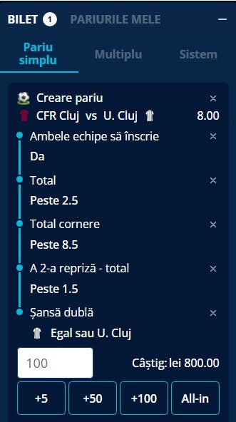 cote pariuri arges u cluj