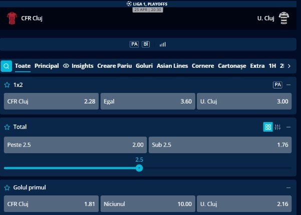 cote pariuri arges u cluj