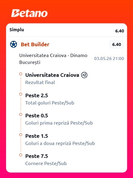 cote pariuri craiova dinamo