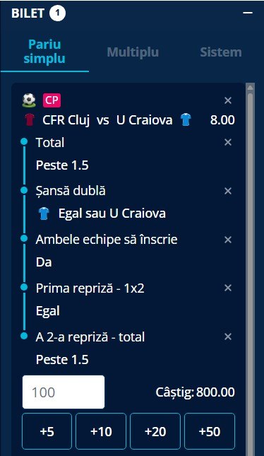 cote pariuri cfr cluj craiova