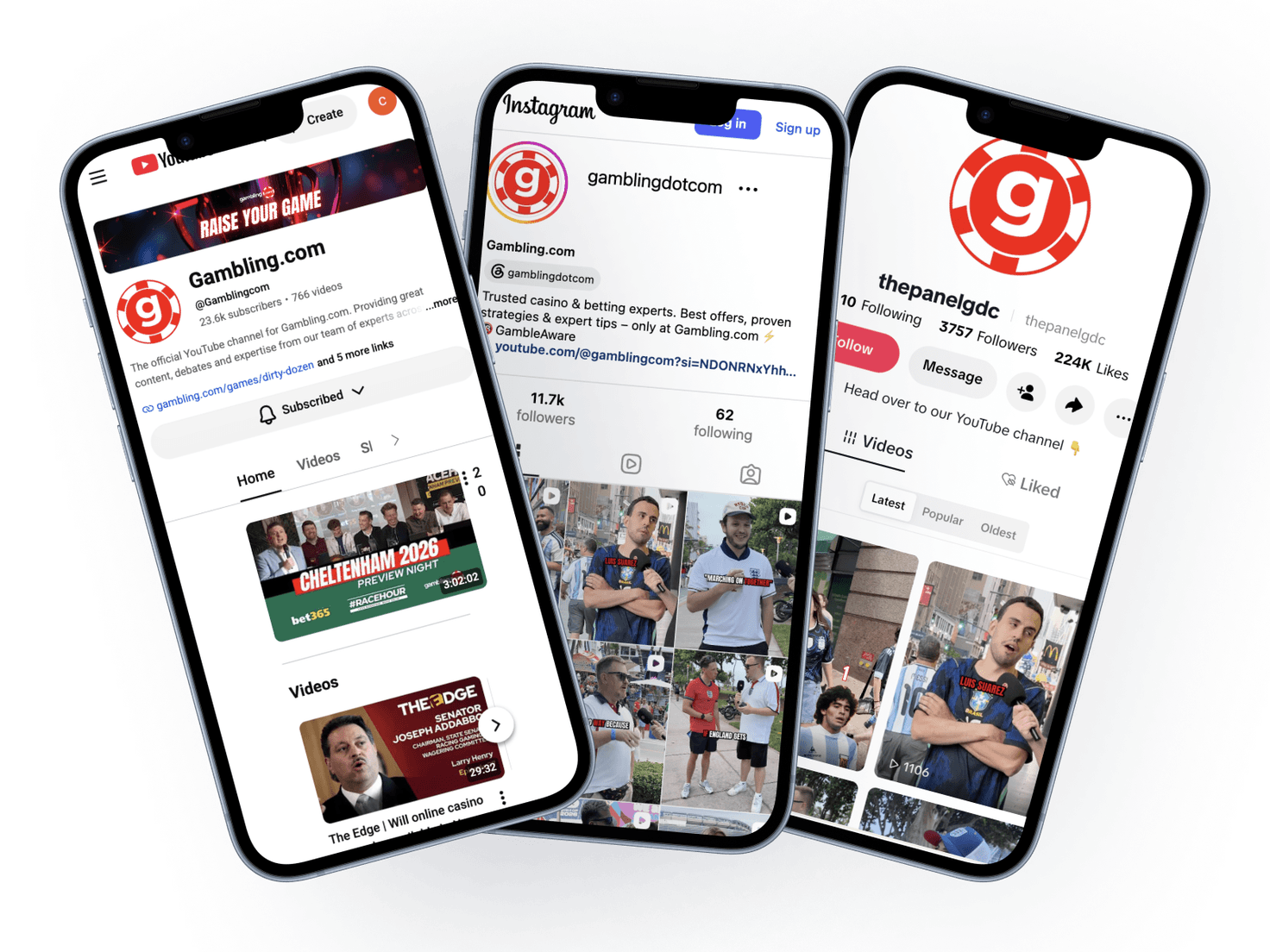 Gambling.com social profiles