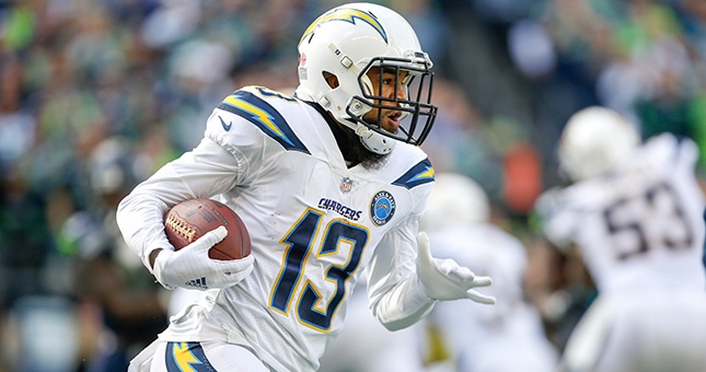 Los Angeles Chargers wide receiver Keenan Allen (13) rushes against the Seattle Seahawks during the first quarter at CenturyLink Field.