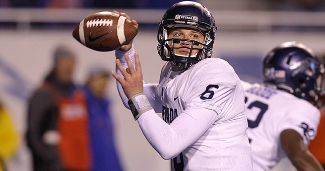 Nevada Wolf Pack quarterback Ty Gangi (6) in the second half versus the Boise State Broncos at Albertsons Stadium.