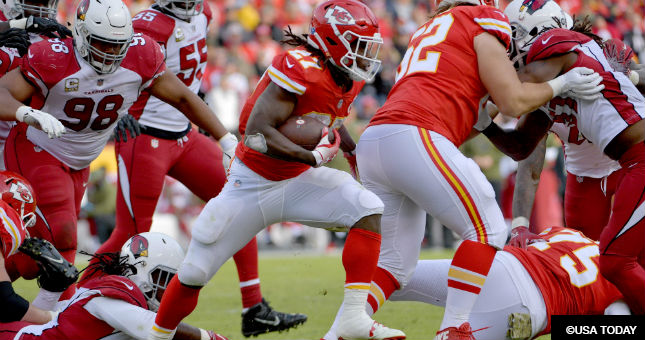 Kansas City Chiefs running back Kareem Hunt earlier this season.